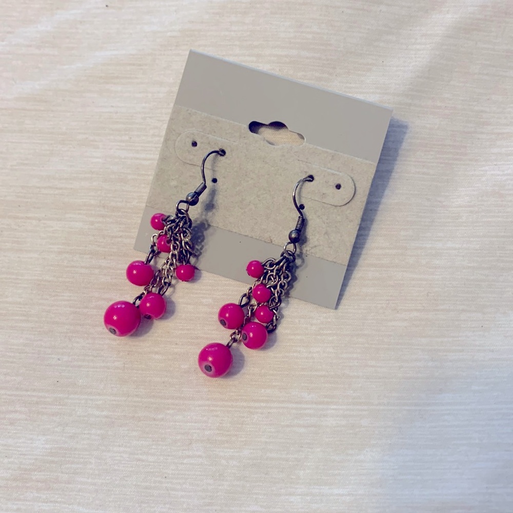 Pink beaded earrings